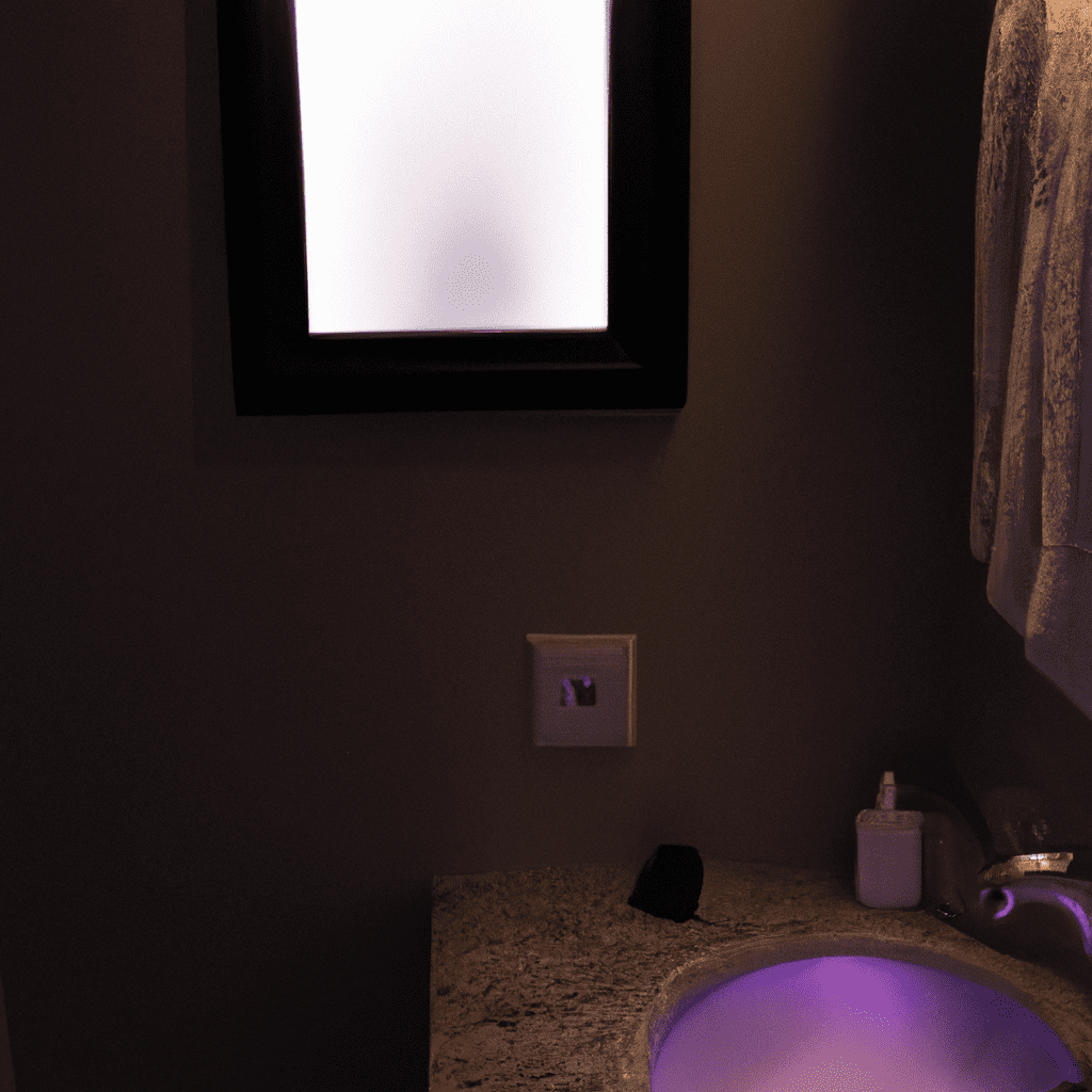 An image featuring a dimly lit bathroom with a foggy mirror reflecting a disappointed individual