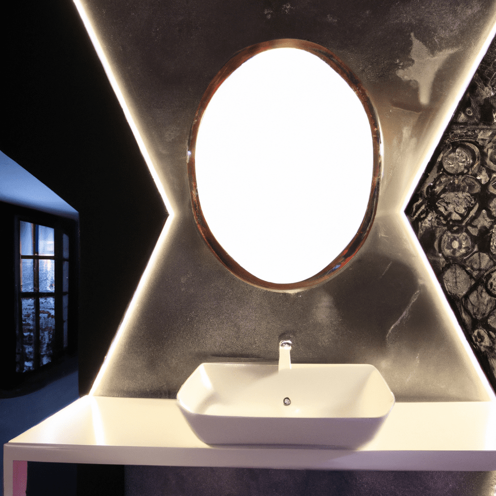 An image showcasing the Homewerks 75-105-AX Smart LED Mirror in a stylish bathroom setting, reflecting a serene and modern atmosphere